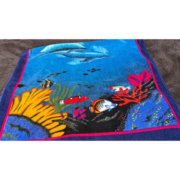 Dolphin Coral Reef Bonaire Summer Pool Ocean Lake Beach Bath Towel - Picture 4 of 16